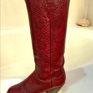 Lucchese - Python Ladies  Burgandy Boots